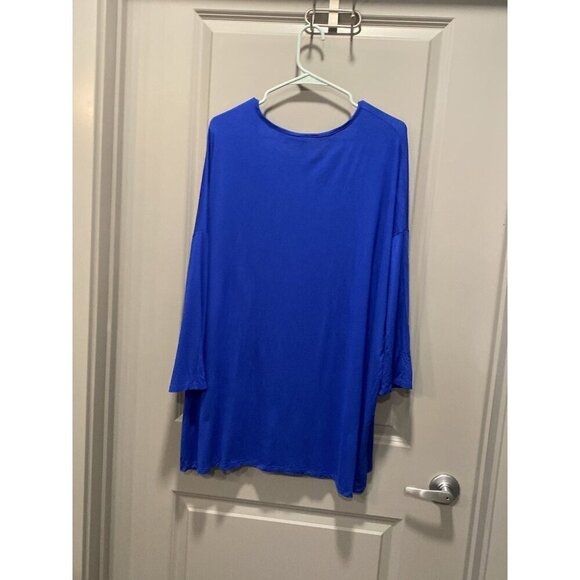 Boutique E.C. Royal Blue V-Neck Top XXL Oversized - Picture 3 of 4